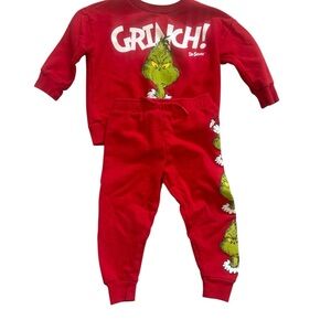 Dr. Seuss’ The Grinch Red 2-Piece Jogger Set Unisex Size 2T